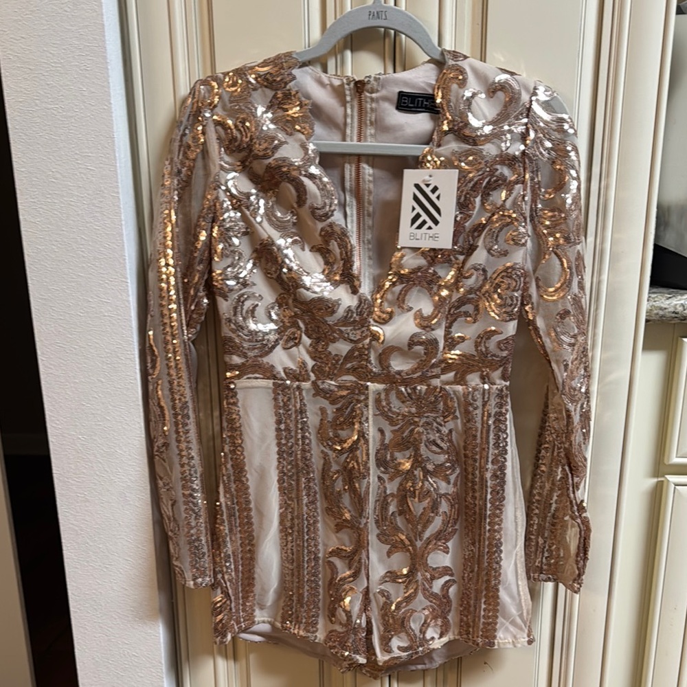 Blithe LA Gold Sequin romper